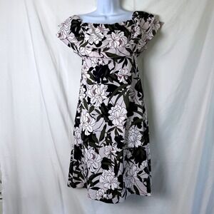 Banana Republic Women Floral Off-Shoulder Ruffle Midi Dress Multicolor Size 0